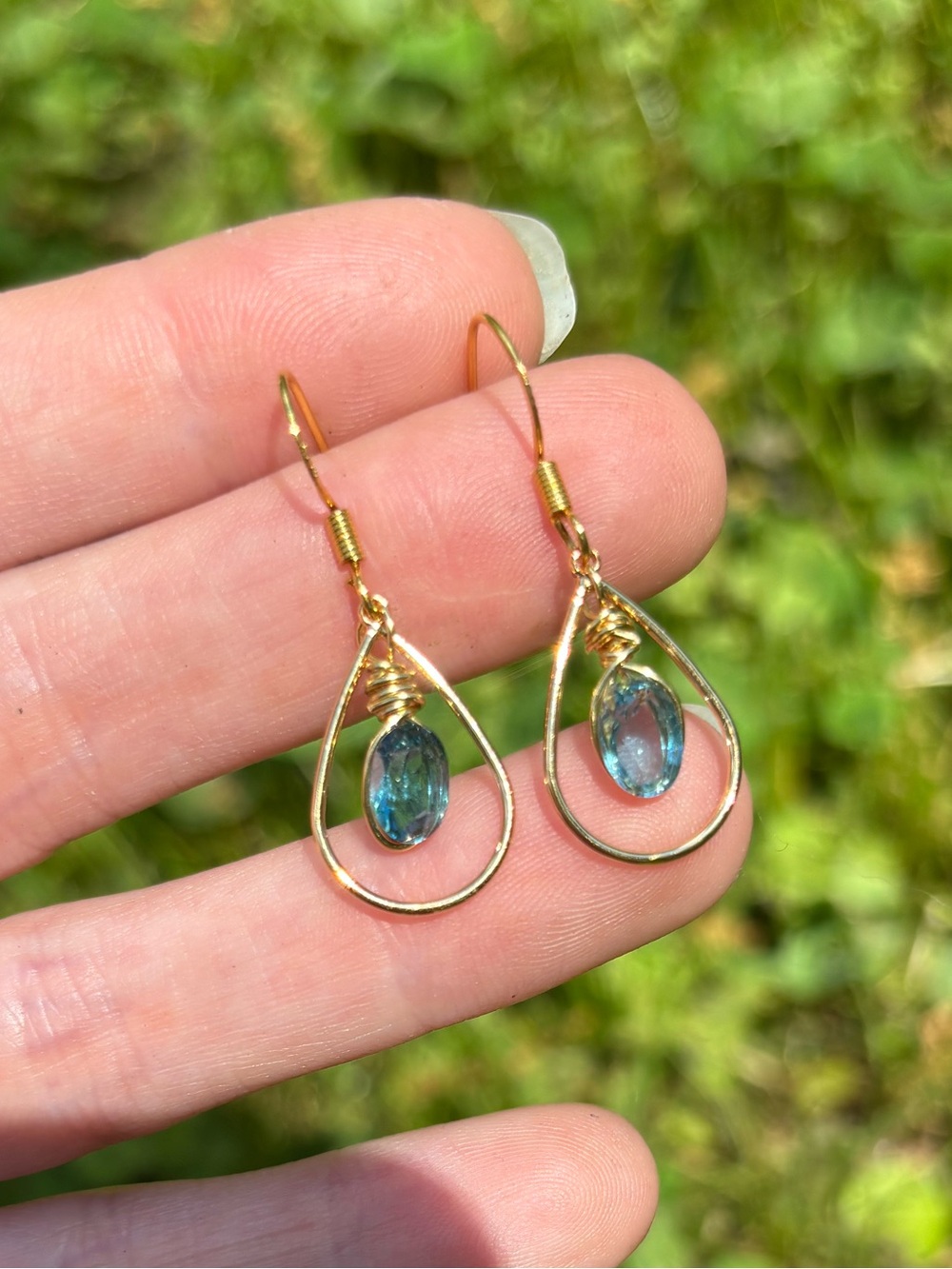 Swiss topaz tear drop earrings